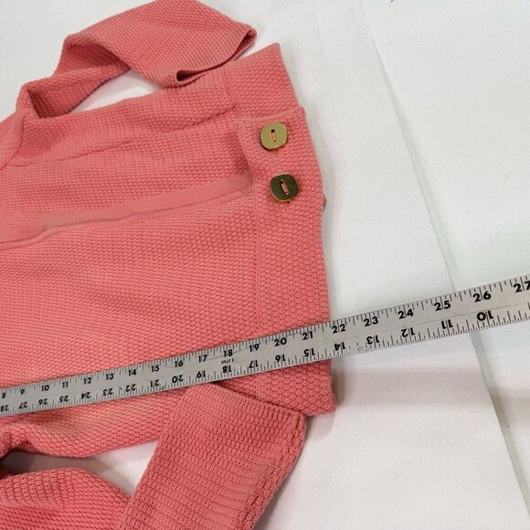 Adolfo Dominguez Cardigan Jacket Women Small Pink Coral KNit Gold Buttons Blazer - Picture 6 of 11